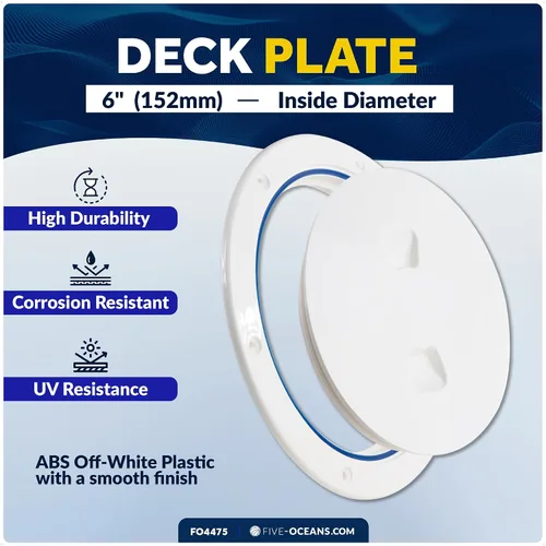 Miniatura 2 de Five Oceans Escotilla de barco, escotilla de acceso marino, escotilla redonda de placa de inspección con cubierta desmontable, plástico ABS blanco