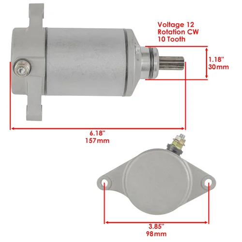 Miniatura 2 de Caltric Motor de arranque compatible con Arctic Cat Prowler 500 / Prowler HDX 500 2014 2015 2016 2017-2022