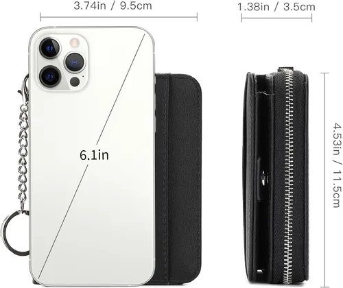 Miniatura 3 de GAEKEAO Billetera de cuero para mujer con bloqueo RFID, tarjetero compacto, pequeño, con ventana para identificación, bolsillo con cremallera