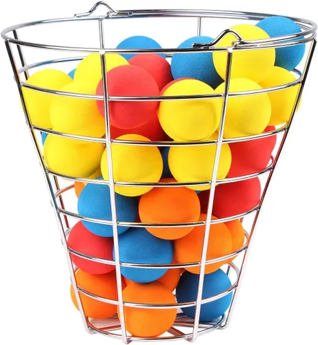 Miniatura 2 de Intech 48 pelotas de golf de espuma multicolor con cesta de metal; pelotas de golf suaves y limitadas para práctica de vuelo para patio trasero
