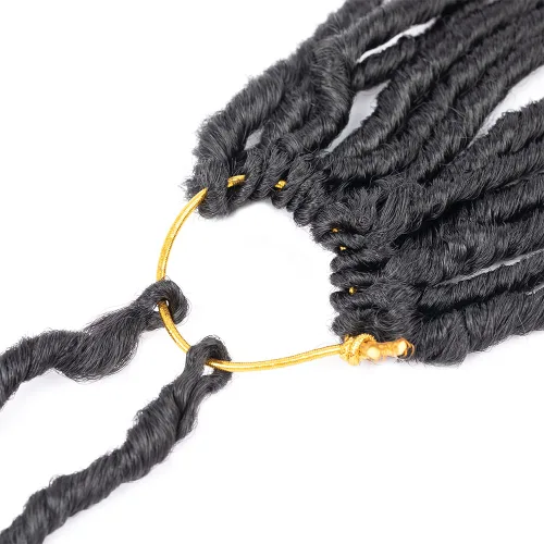 Miniatura 4 de Cabello de Ganchillo Goddess Locs de 12 Pulgadas 8 Paquetes Nuevos Locs Sintéticos Suaves Trenzas de Ganchillo Ondas Profundas Extensiones de 1b