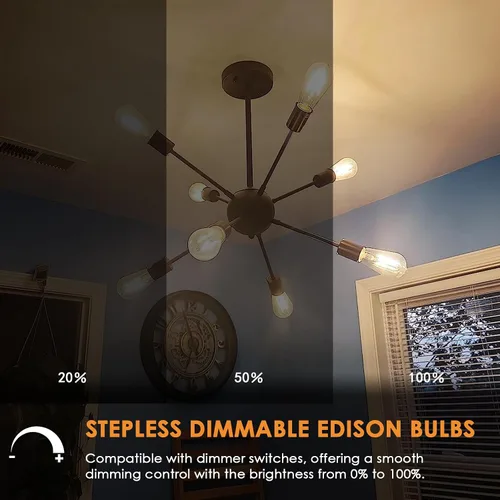 Miniatura 3 de Qingmiao – Bombillas LED vintage con diseño Edison, ST58 regulables de 4W, base E26, equivalente a 40W, luz LED blanca suave de 3000K, bombillas