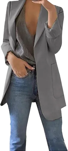 Miniatura 26 de Chaquetas ligeras para mujer, estilo casual, manga larga, frente abierto, chaqueta elegante, para trabajo, oficina, trajes profesionales
