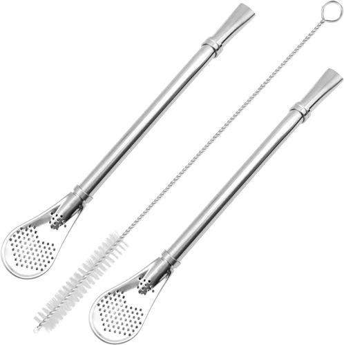 Miniatura 7 de Yerba Mate Bombilla - Pajitas de filtro de calabaza para beber, agitador de acero inoxidable 18/8 de grado alimenticio, juego de 2 con 2 cepillos