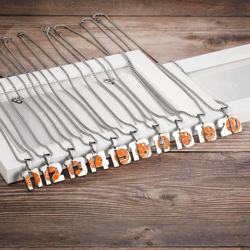 Miniatura 3 de Susook Collar de baloncesto con números para niños del 0 al 99 con colgante de números de acero inoxidable, joyería deportiva, regalo de baloncesto