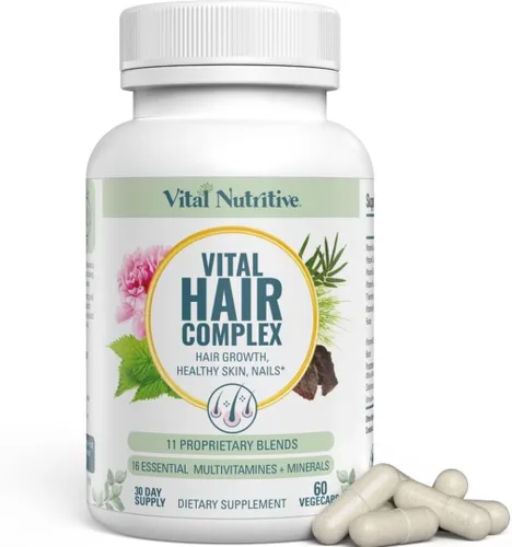 VITAL NUTRITIVE Vital Hair Complex – Vitaminas para el cabello con biotina y vitamina B para mujeres y hombres – Apoya un cabello, piel y uñas