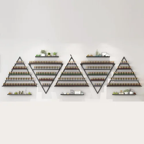 Miniatura 10 de Estante organizador de perfume montado en la pared, estante triangular de metal para esmalte de uñas, estante de exhibición de aceites esenciales