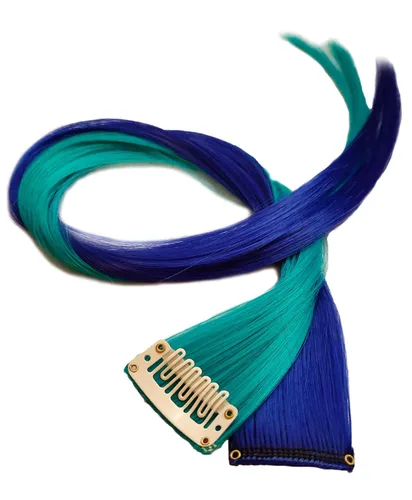 Miniatura 8 de Rhyme 12 piezas de extensiones de cabello de color azul y verde azulado con reflejos de princesa de 21 pulgadas con clip para niñas americanas