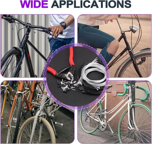 Miniatura 7 de Swpeet Carcasa universal para cable de cambio de bicicleta, 67 unidades, con kit de cortador de cables de bicicleta, tapas de extremo de cable
