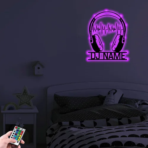 Miniatura 6 de Letrero de neón personalizado para reproductor de DJ, nombre personalizado, auriculares, reproductor de disco DJ, letrero de luz LED de metal