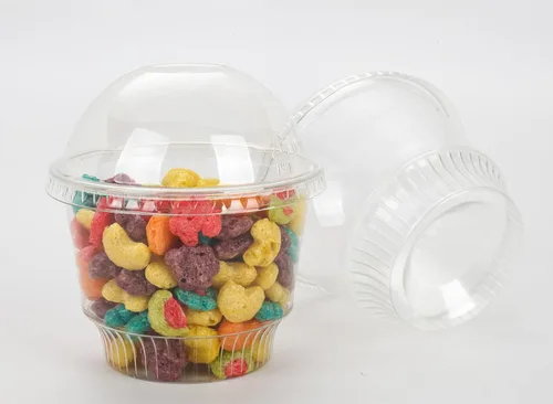 Miniatura 4 de Golden Apple, 8oz-30sets de vasos de plástico transparente para helado, tazas de postre, cuenco de aperitivos con tapas de cúpula sin agujero