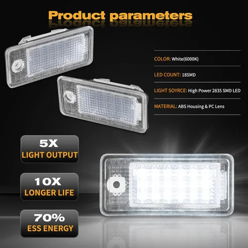 Miniatura 2 de Luces LED SMD completas para matrícula compatibles con Audi A3 S3 A4 S4 A6 S6 C6 A8 S8 Q7 RS4, lámparas de número de placa Avant quattro Cabriolet