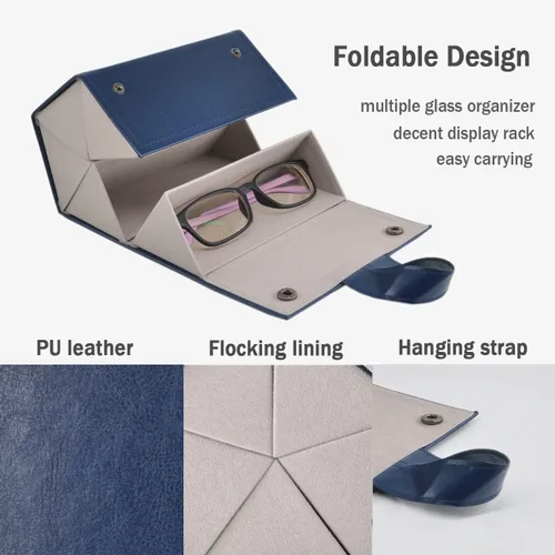 Miniatura 3 de Soporte organizador de almacenamiento de gafas de sol plegable con 5 compartimentos de ranura para múltiples lentes