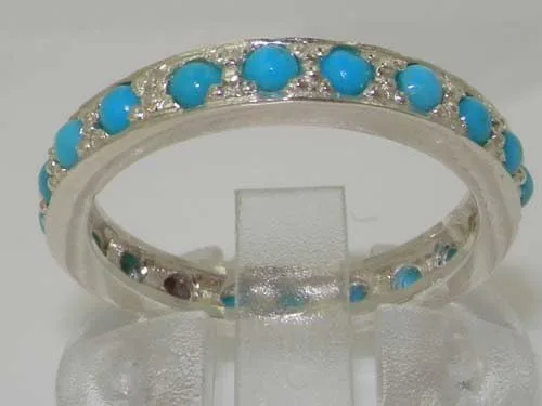 Miniatura 3 de Anillo de eternidad para mujer de plata de ley 925 auténtica turquesa auténtica