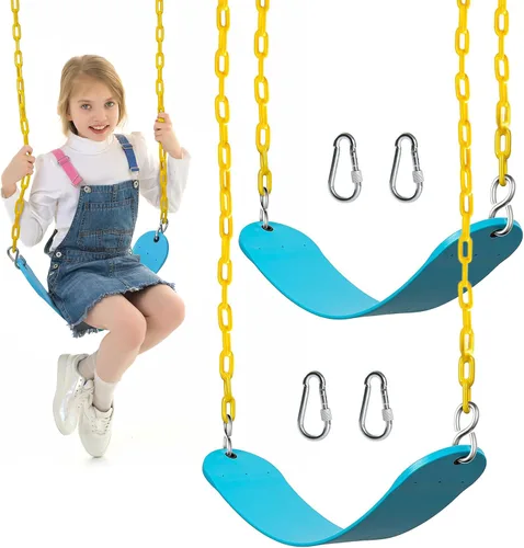 Miniatura 9 de PACEARTH Paquete de 2 columpios con capacidad para 660 libras con cadenas antioxidantes de 68.9 pulgadas recubiertas de plástico de 23.6 pulgadas