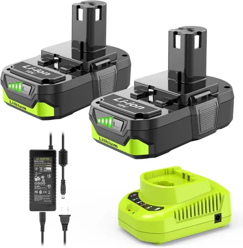 Paquete de 2 baterías de repuesto de 3.0Ah para batería y cargador Ryobi de 18V, compatible con herramientas eléctricas inalámbricas Ryobi de 18V