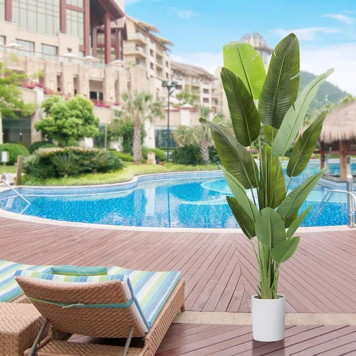 Miniatura 5 de Árbol Artificial de 6.6 Pies de Seda Ave del Paraíso Grande Plantas Falsas Grandes en Maceta Plantas de Piso de Seda Sintética Altas para Decoración