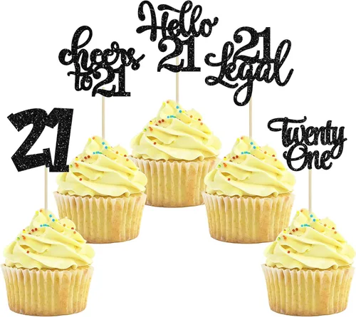 Miniatura 81 de 30 piezas Adornos para pastel de cumpleaños de 6 años, seis brillos, hola 6, púas para cupcakes, felicitaciones a los 6 años, decoraciones