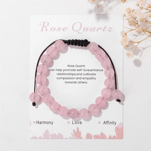 Miniatura 15 de Pulsera de cristal curativo para mujer de 0.315 in, pulsera de cuentas de cristal natural ajustable hecha a mano, joyería curativa, regalo