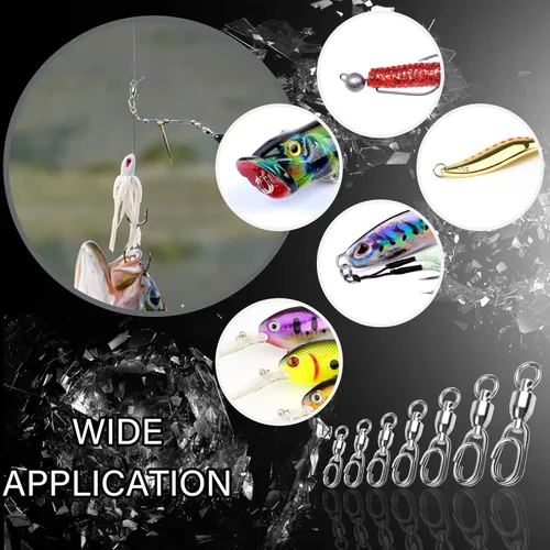 Miniatura 5 de Atibin Conector giratorio de acero inoxidable de alta resistencia para pesca con broches giratorios de agua dulce Rodamiento de bolas de pesca Snap