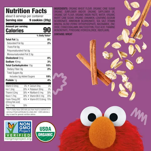 Miniatura 6 de Earth's Best Galletas orgánicas de la letra del día para niños de 2 años en adelante, sabor a canela y avena, caja de 5.3 onzas