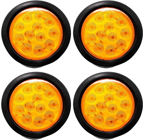 Miniatura 10 de All Star Truck Parts ] Kit de luces redondas de 12 luces LED blancas de 4 pulgadas de parada/giro/cola/marcha atrás/marcha atrás/marcha atrás, Blanco