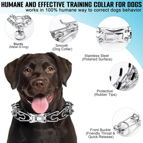 Miniatura 3 de MOZETO Collar de perro ajustable de acero inoxidable de liberación rápida con hebilla de metal para perros pequeños, medianos y grandes