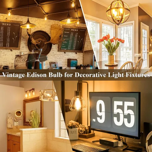 Miniatura 8 de DiCUNO Bombillas Edison regulables equivalentes a 100 W, bombilla LED Edison, blanco cálido 2700 K, 10 W, 1200 lm, filamento vintage ST64 para baño