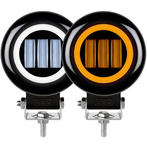 Luz Antiniebla Redonda de 5 Pulgadas 30W Pods LED Blancos Haz de Inundación Para Automóvil 4x4 Todoterreno Camión 12V 24V LED Ojos de Ángel Ámbar