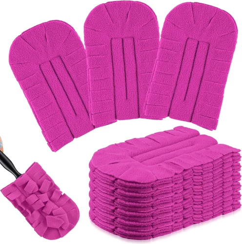 Miniatura 9 de Zubebe 12 piezas de repuesto de plumero de forro polar reutilizables, plumeros planos de plumas, almohadillas de limpieza lavables para múltiples