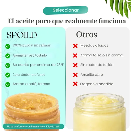 Miniatura 6 de SPOILD Aceite de batana crudo para el crecimiento del cabello, procedente de Honduras, aprobado por el Dr. Sebi, 100% orgánico y sin refinar