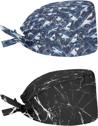 Miniatura 132 de Babrukda Paquete de 2 gorras con banda para el sudor ajustable con lazo en la espalda, gorro divertido