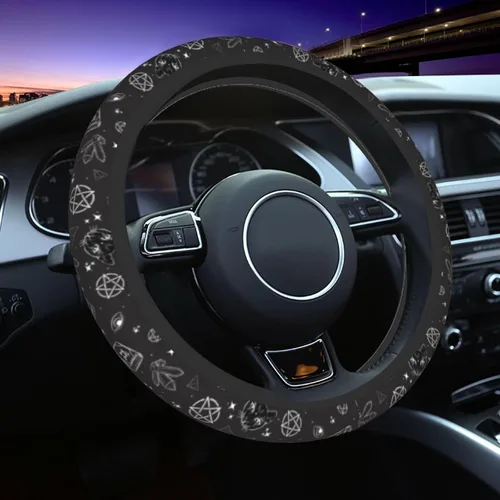 Miniatura 15 de Funda para volante con estampado de huellas de pata de cachorro gris dorado, accesorios de coche lindos para mujeres y niñas, femenino, universal