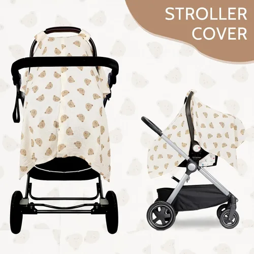 Miniatura 9 de Funda de asiento de automóvil para bebés, niñas y niños, funda de asiento de automóvil de algodón de verano para asiento de automóvil, cómoda funda
