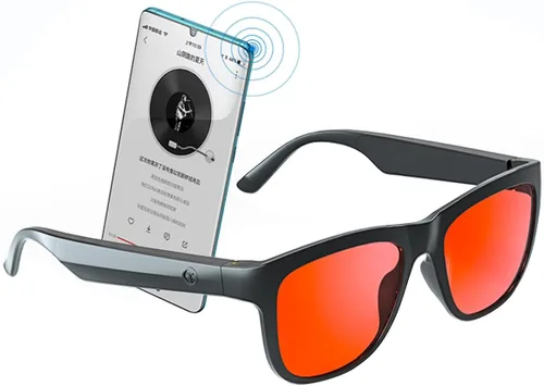 Miniatura 10 de GS01 Smart Bluetooth Gafas de sol, gafas de sol de audio con altavoz, lente polarizada UV400, música abierta del oído, control táctil
