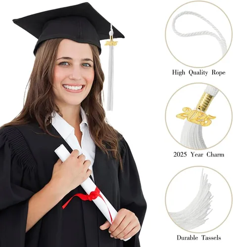 Miniatura 72 de Borla 2025, 1 unidad, borla de graduación para graduados 2025, borla 2025 con dijes de fecha dorada 2025 para fiestas de graduación, ceremonias