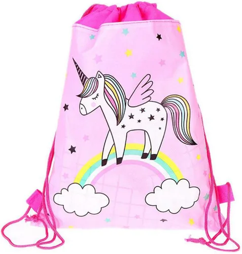 Miniatura 2 de Bolsa de recuerdo de fiesta de unicornio, paquete de 8 mochilas con cordón de unicornio como bolsas de regalo de fiesta, bolsas de dulces