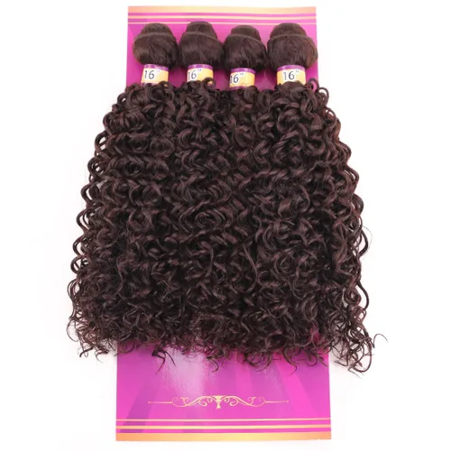 Miniatura 27 de Extensiones de cabello rizado afro rizado, sintético, tejido rápido, extensiones de cabello de fibra de alta temperatura para mujeres, color negro