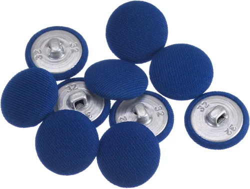 Miniatura 109 de HARFINGTON 10 botones de tela de 24L cubiertos de tela de 0.59 pulgadas, vástago de metal, botones de costura redondos para trajes, blusas de Azul