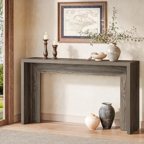 Miniatura 9 de Tribesigns Mesa consola de granja, mesa de sofá de madera de 55 pulgadas con almacenamiento para entrada, vestíbulo, pasillo, sala de estar, fácil