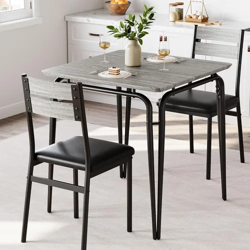 Miniatura 13 de GarveeHome Mesa de comedor para 4, juego de mesa pequeña y sillas de 4, juego de dinette cuadrado para 4, juego de 5 piezas para cocina y comedor