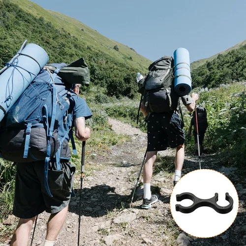 Miniatura 5 de PATIKIL Clips para bastón de trekking, 2 piezas, accesorios para bastón, conector de hebilla de varilla doble para senderismo al aire libre y camping