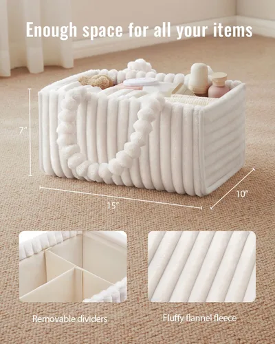 Miniatura 4 de Blissful Diary Organizador de pañales de franela, embalaje de regalo incluido, cesta de almacenamiento acogedora para guardería, regalo para baby