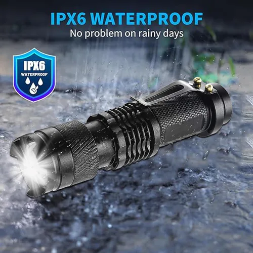 Miniatura 7 de 10 linternas LED de alta luz, mini linterna impermeable de bolsillo con 3 modos, enfoque ajustable zoomable para camping, senderismo