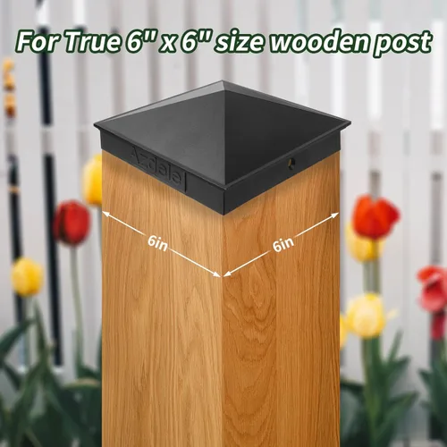 Miniatura 30 de Azdele Tapas de aluminio piramidal de 4 x 4 para postes nominales de madera de 4 x 4 pulgadas (verdadero 3.5 x 3.5 pulgadas), con superficie