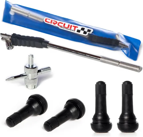 Circuit Performance Herramienta instaladora de vástago de válvula + 4 vástagos de válvula de goma negra TR413 + kit completo de removedor de núcleo