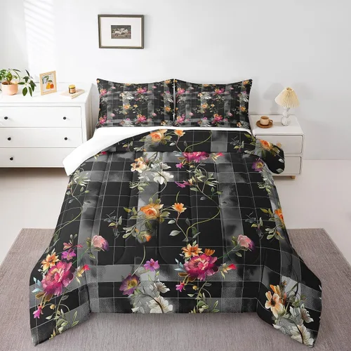 Miniatura 53 de Erosebridal - Juego de ropa de cama damascada negra para adultos, conjunto de edredón victoriano antiguo estilo barroco, tamaño queen, edredón Multi