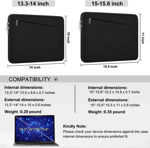 Miniatura 6 de Funda para portátil de 13.3 pulgadas, bolsa de transporte para computadora portátil de 14 pulgadas resistente, funda protectora compatible