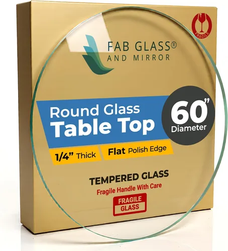 Miniatura 80 de Fab Glass - Mesa redonda de cristal de 48 in, grosor de 3/4 in, cristal pulido plano templado, Vidrio, Transparente