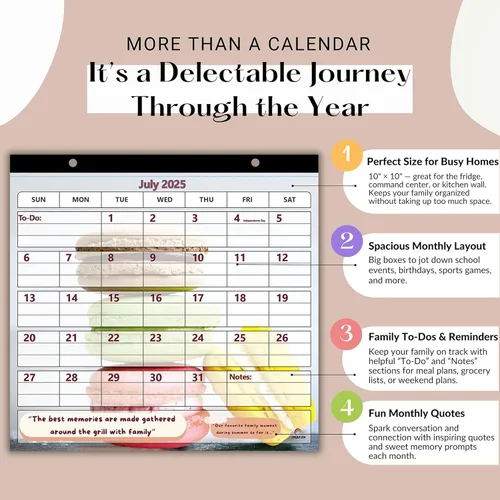 Miniatura 4 de StriveZen - Calendario de nevera 2024 2025 por StriveZen, magnético, mensual de 10 x 10 pulgadas, académico, refrigerador, escritorio, regalo